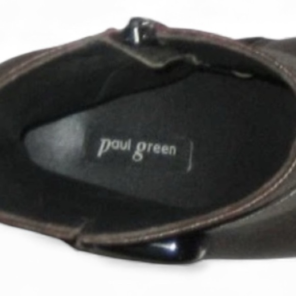 Paul Green Nirvana Pebbled Leather Dark Brown Ankle Bootie Boots Chunky Heel 7.5 - Picture 3 of 7